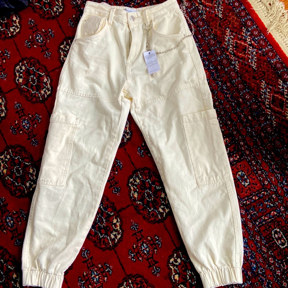 Bershka cream joggers